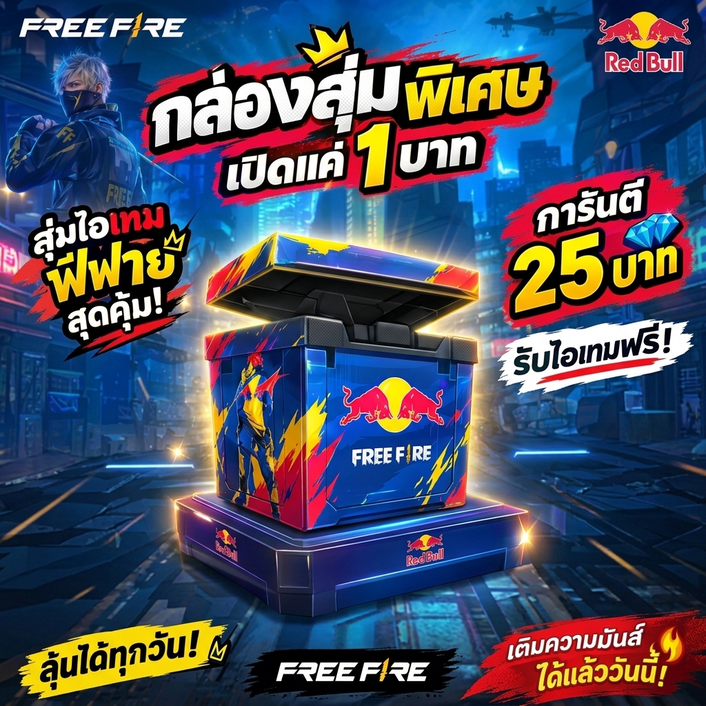 ✅กล่องจุ่ม Red Bull ❌Freefire 💢